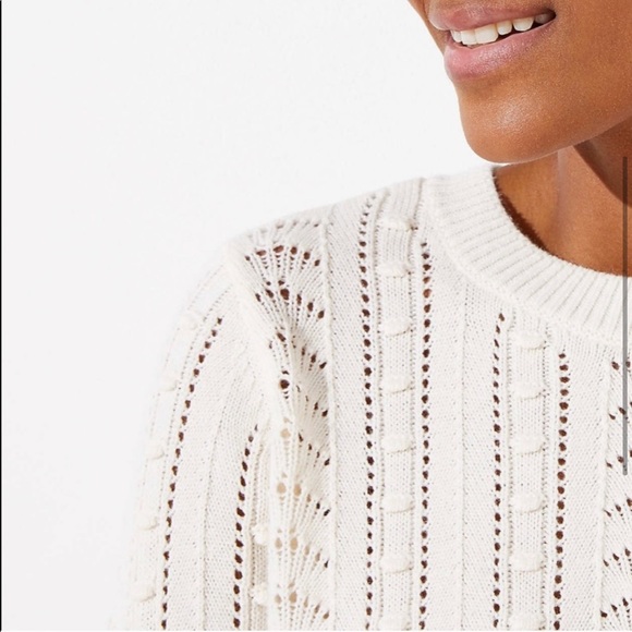 Loft bobble crop sweater in cream white - Picture 3 of 6